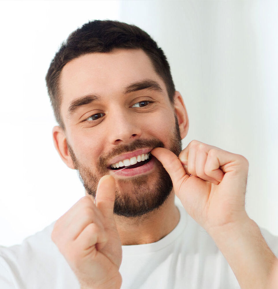 flossing teeth