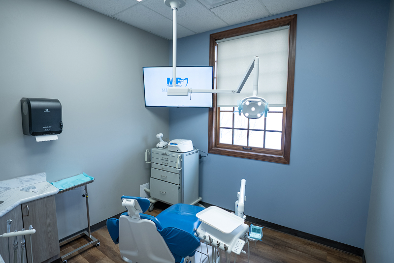 Exam room with TV screen