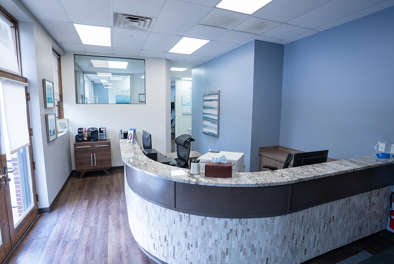 Front reception area at Mill Pond Dental office